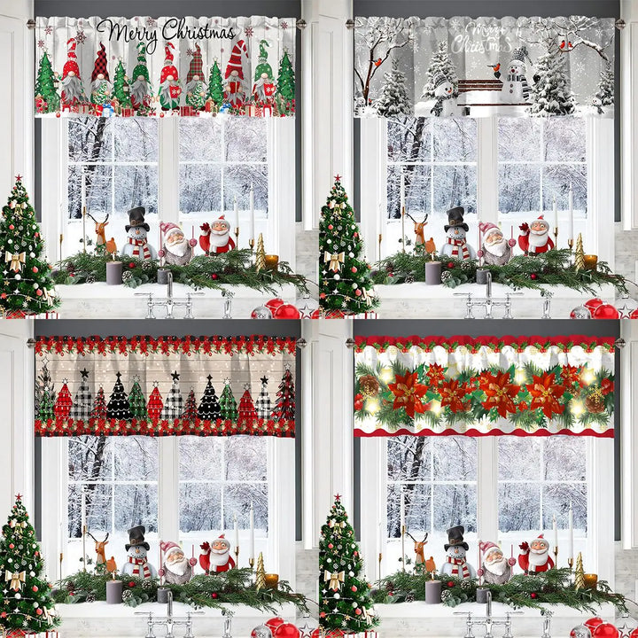 Rideaux courts de Noël NoëlHome | Décoration festive pour fenêtres | 100 % Polyester | Pour cuisine et salle de bain | Collection de Noël 2025