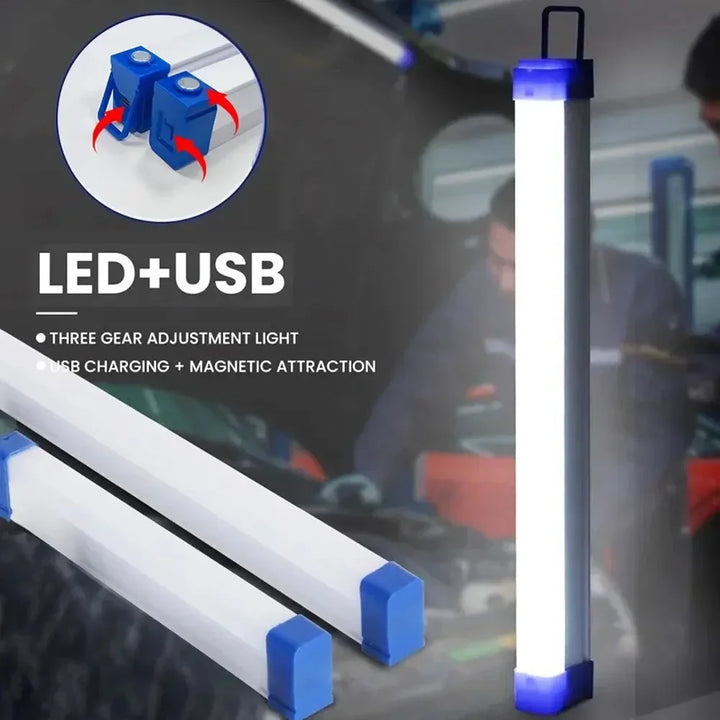 MagnaBeam LED Tube | Lampe de camping rechargeable avec magnet et crochet | 32/52 cm | Lampe d'urgence portable pour extérieur et véhicule