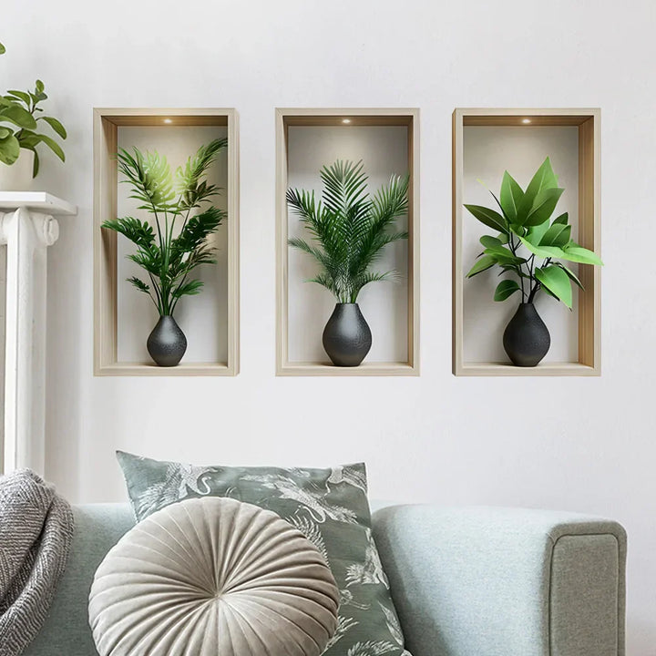 Autocollant mural Verdelis | Motif de plantes d'intérieur | Amovible et réutilisable | Vinyle