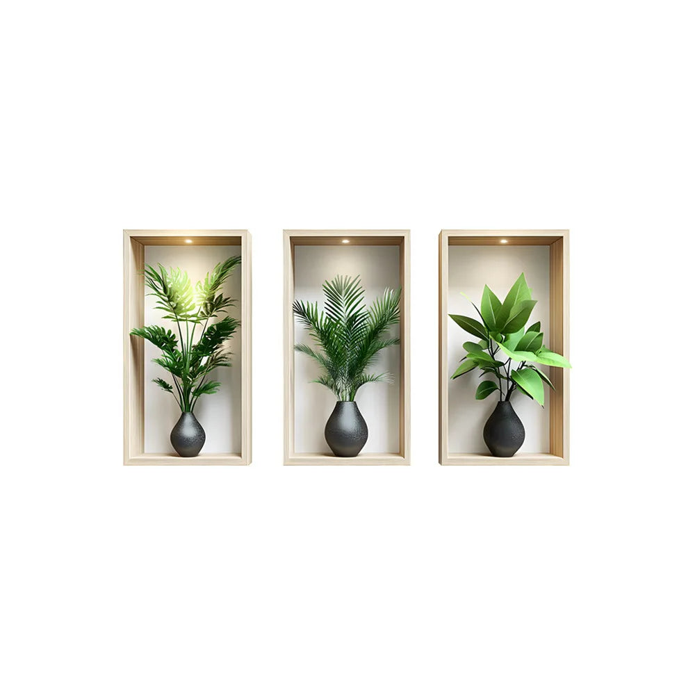 Autocollant mural Verdelis | Motif de plantes d'intérieur | Amovible et réutilisable | Vinyle