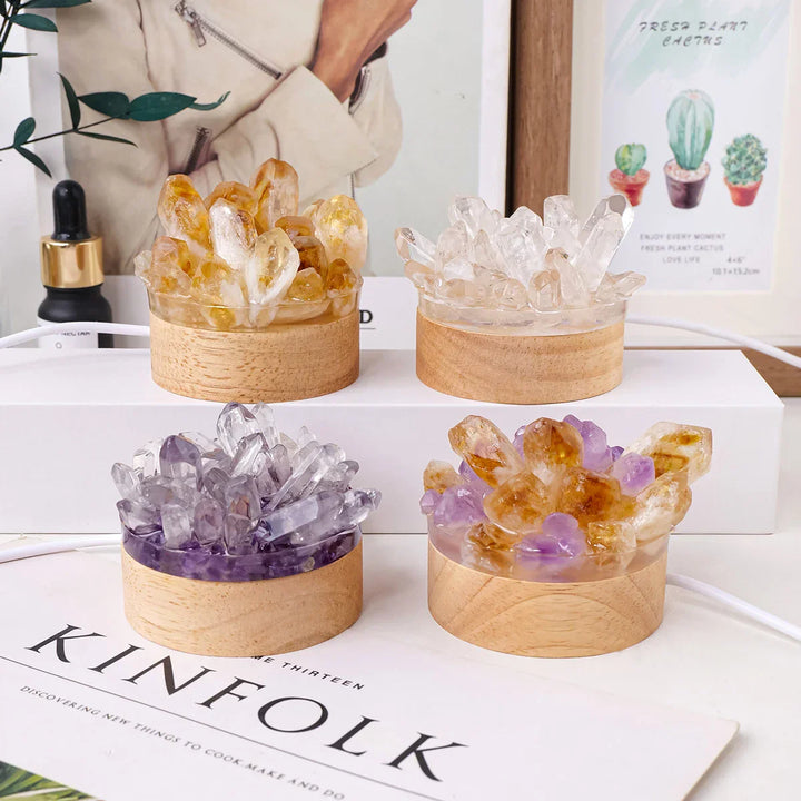 Lampe en cristal de pierre naturelle | Fait main | Décoration Feng Shui & Bien-être | 150–200 g