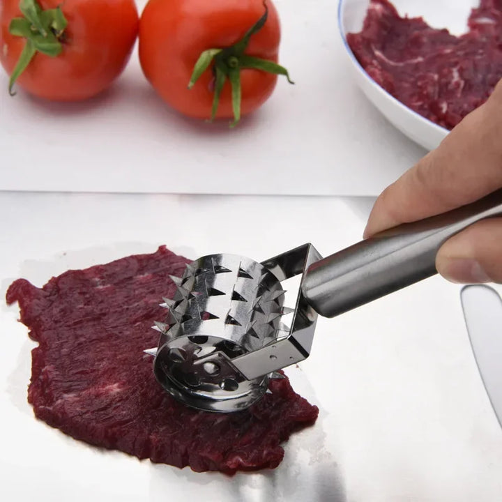 SteelTender Maillet à viande | Attendrisseur en acier inoxydable avec tête de frappe | Pour steak, schnitzel et porc | 18 cm