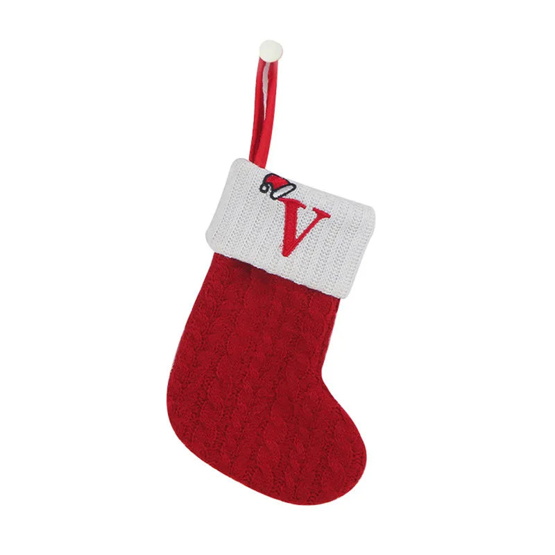 Chaussette de Noël SnowKnit | Tricotée avec un motif de flocons de neige | Décoration de Noël & idée cadeau | 25×15 cm