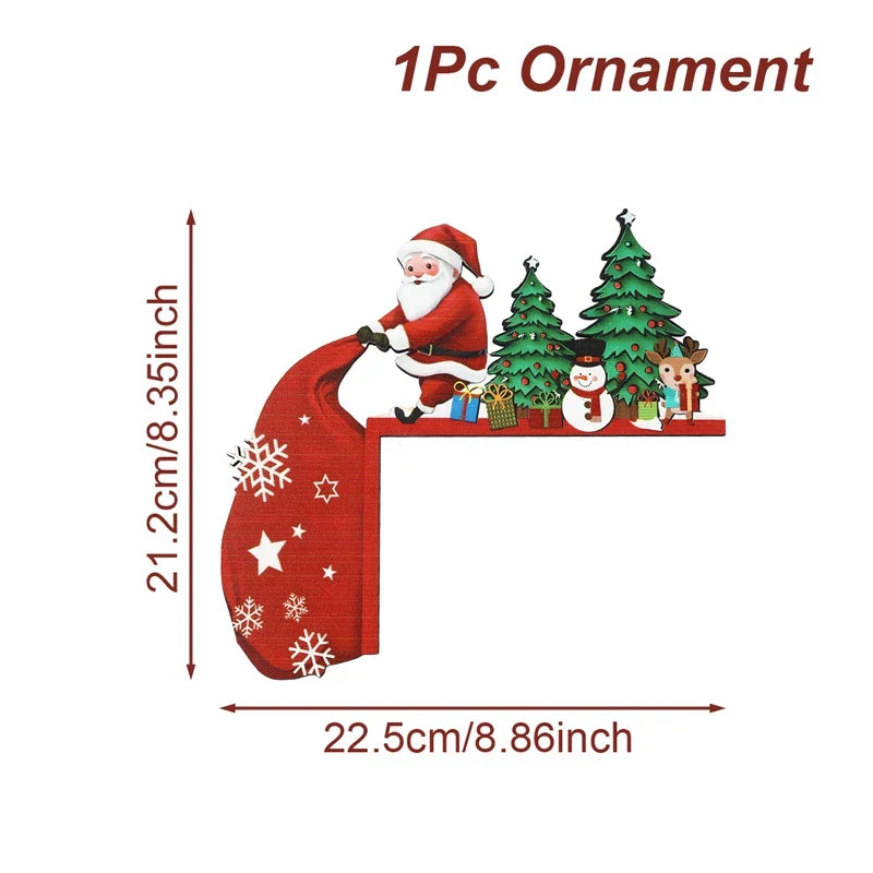 Décoration en Bois de Noël FrostiHome | Père Noël & Bonhomme de Neige | Plaque de Porte & Décoration d'Angle en Bois | Noël & Nouvel An 2026