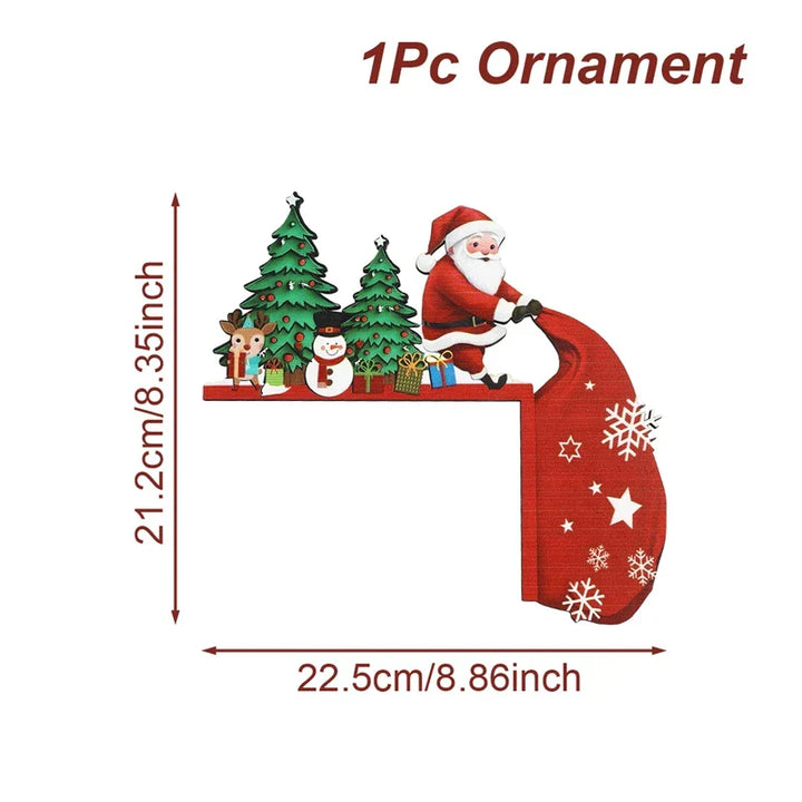 Décoration en Bois de Noël FrostiHome | Père Noël & Bonhomme de Neige | Plaque de Porte & Décoration d'Angle en Bois | Noël & Nouvel An 2026