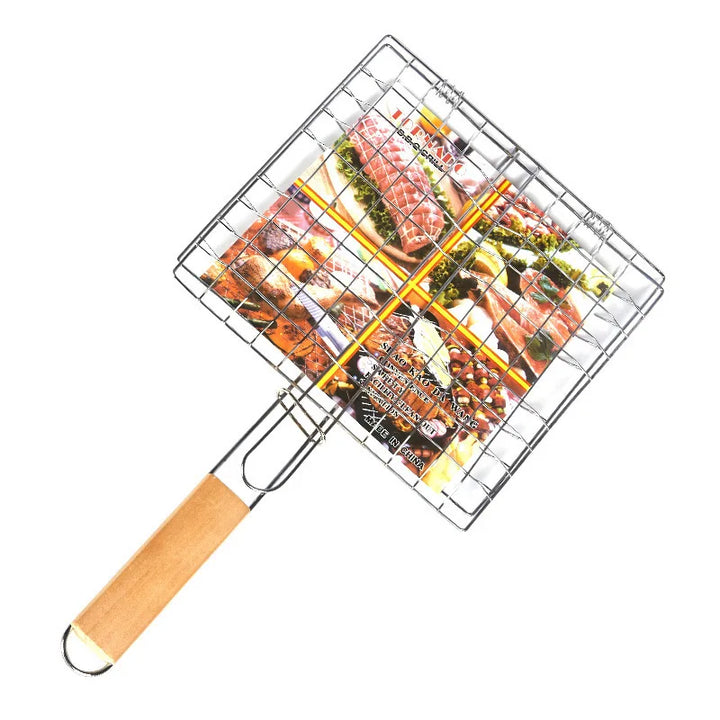 BBQGrid | Grille de barbecue portable avec poignée | Idéal pour le poisson, les légumes et les crevettes | Acier inoxydable