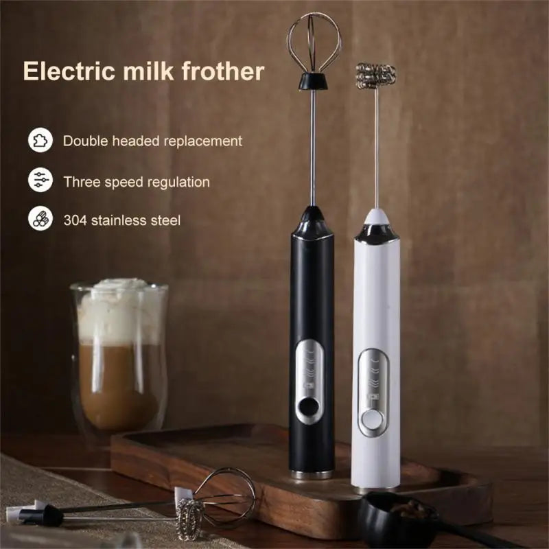 CREMIX Mousseur à lait électrique & Mixeur | 3 Vitesses | Embouts doubles en acier inoxydable | Chargement USB