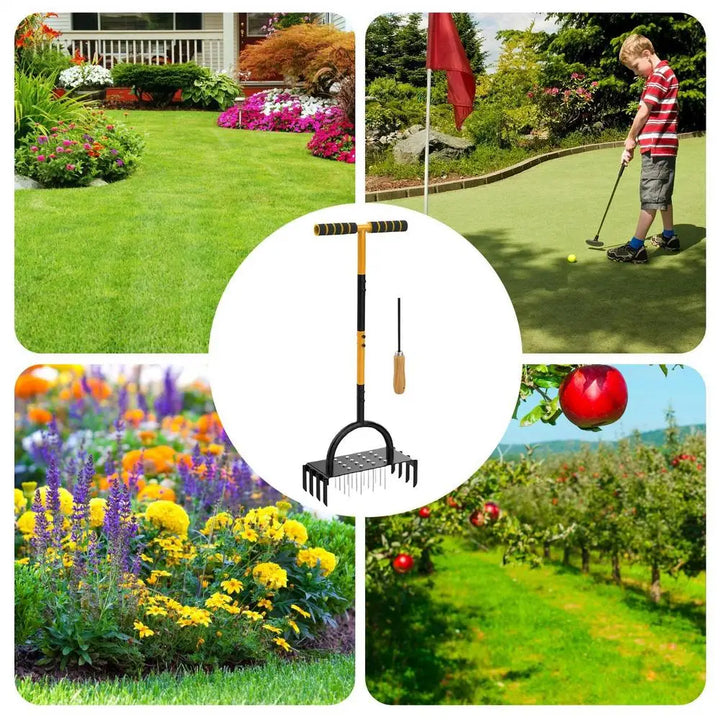 Verdex AirCore Pro Aérateur de pelouse 2-en-1 en acier | Avec 16 pointes et 8 carottes de sol | Pour jardin, pelouse et entretien du sol