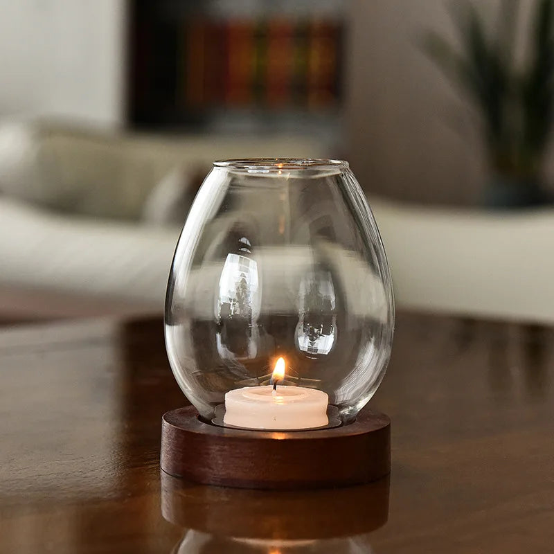 Porte-bougie en verre | Design rétro | Protégé du vent & creux | Pour mariage, fête & table à manger