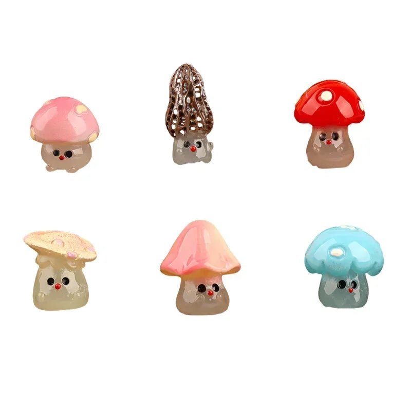 Mycoria Mini-Champignons 6 pièces | Figurines décoratives lumineuses | Résine | Pour jardin féerique, paysages de mousse & maison de poupées