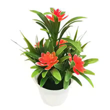 DekoBlüte Lotus | Fleur artificielle avec feuilles & pot de fleurs | 18 cm | Toujours frais