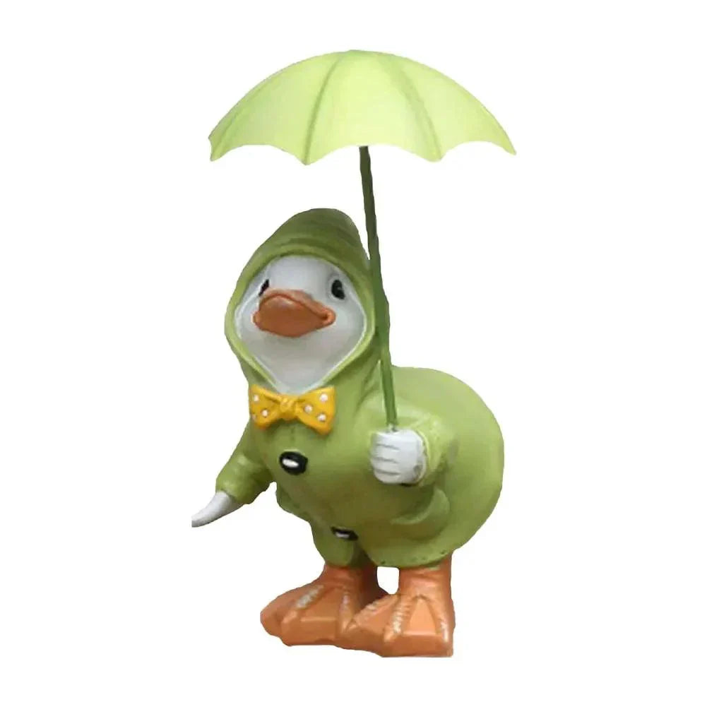 Figurines de jardin Canards 2 pièces | Peints à la main | Résine résistante aux intempéries | 12x6 cm