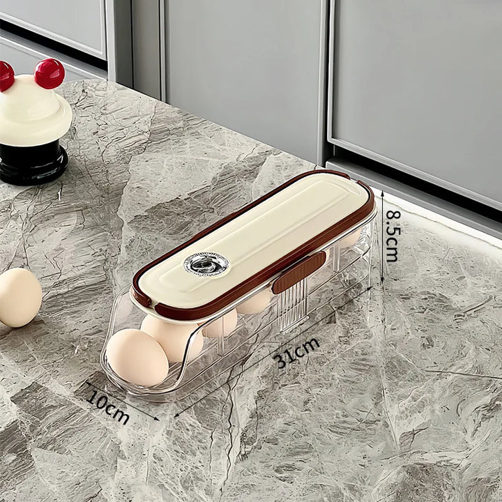 RollEgg Max | Support à œufs automatique pour réfrigérateur | Organisateur à œufs empilable en plastique transparent