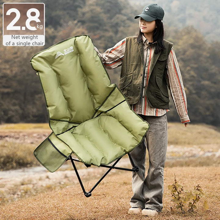 LunaRelax Chaise de Camping Pliable en Forme de Lune | Fauteuil de Jardin Portable Réglable pour Randonnée, Pêche & Pique-Nique