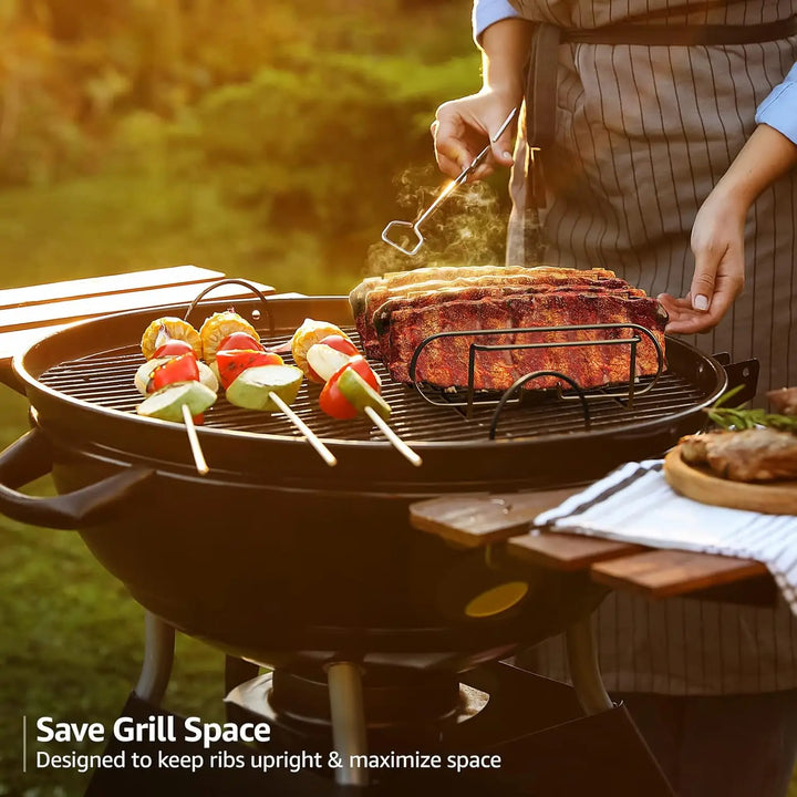 Support à côtes GrillMeister Pro | Pour 4 racks | Antiadhésif | Pour barbecue à gaz et four