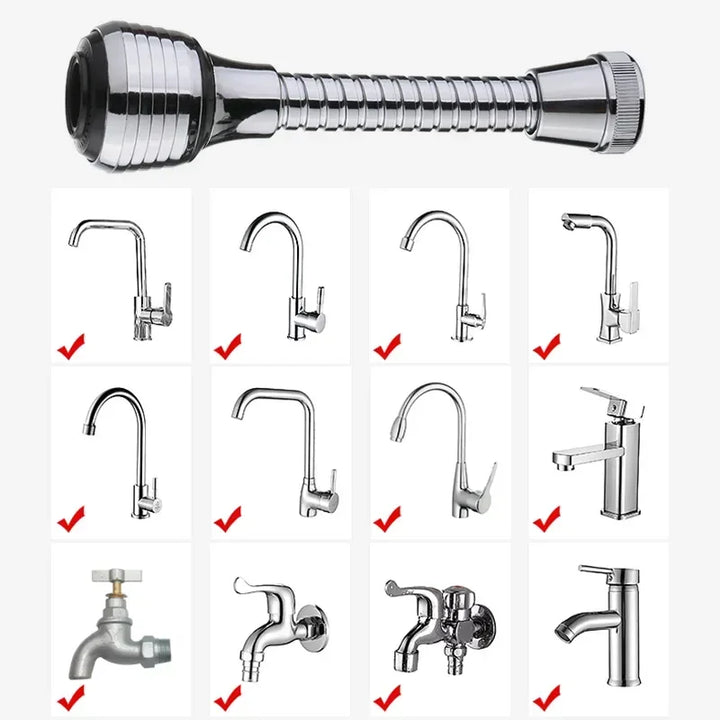 Extension de robinet Aquavero FlexFlow | Embout pivotant à 360° avec 2 types de jet | Aérateur économiseur d'eau pour la cuisine et la salle de bain | En plastique ABS