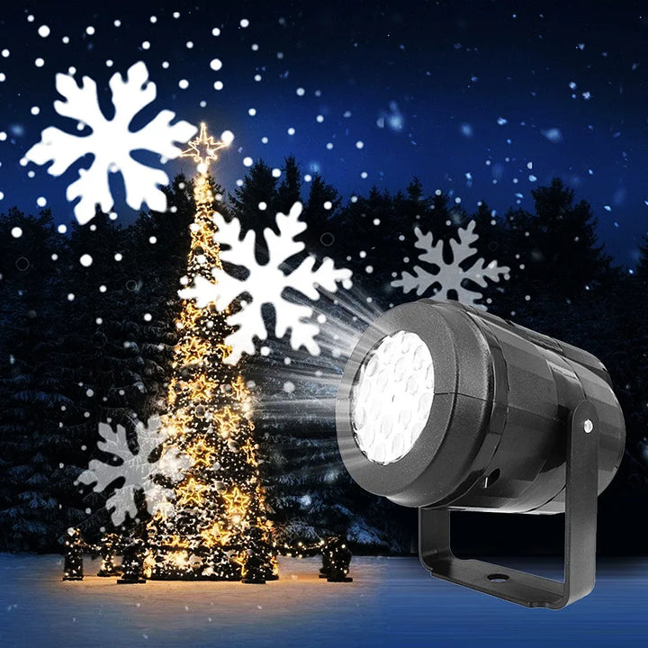 Projecteur LED LumiFlake Flocons de Neige | USB & Éclairage Extérieur | Spectacle de Lumières de Noël | Étanche