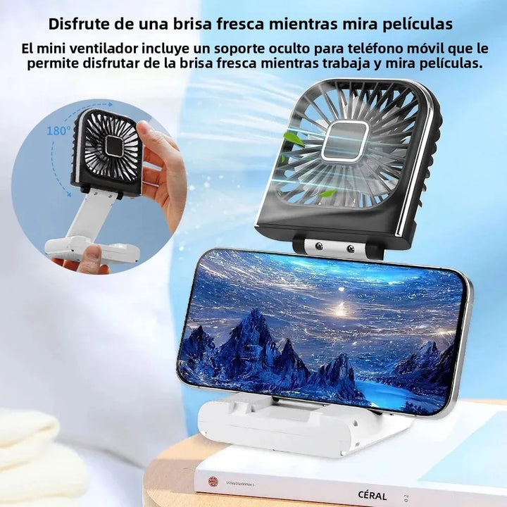 Luftigo Ventilateur USB Portable | Affichage Numérique | Fonction de Rotation Inversée & Modes de Vent Multiples | Compact & Rechargeable