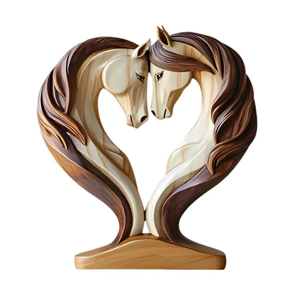 Sculpture de Cheval Equora | Sculpture en Bois de Cheval | Design 2D en Pose d'Étreinte | Décoration pour Salon, Bureau & Chambre d'Enfant
