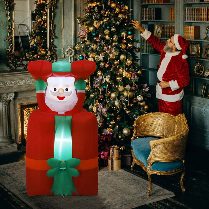 AeroSanta Figurine Gonflable de Noël | 1,5 m de hauteur | Avec boîte-cadeau & effet de mouvement | Décoration extérieure avec prise EU