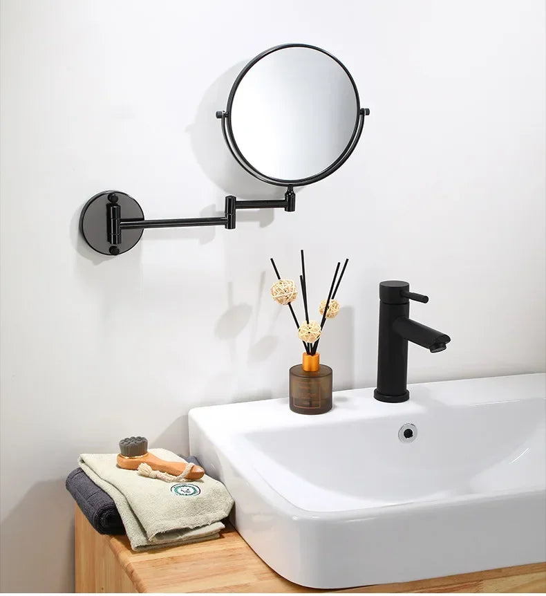 VisioLux Miroir de Maquillage | Miroir Mural 8 Pouces | Double Face & Agrandissant | Aluminium Noir