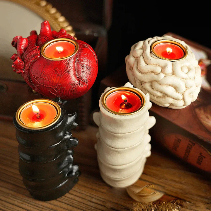 Bougeoir Halloween Effrayant Modèle de Simulation Cœur Cerveau Décoration Rétro Horreur, Accessoires de Décor Sensoriaux pour Festival Effrayant