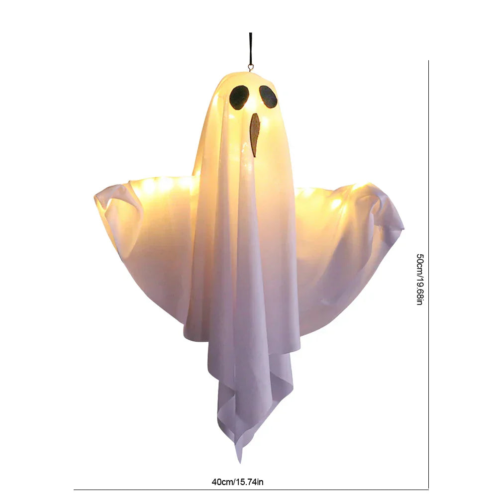 GhostlyGlow | Lampe LED Fantôme Suspendue | Décoration d'Halloween pour Intérieur & Extérieur | Certifié CE