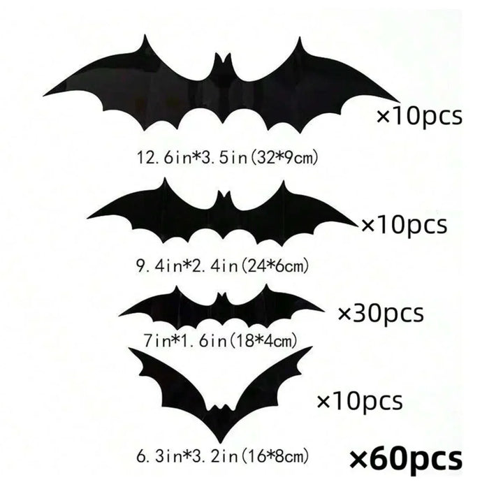 Décoration Murale BatStorm | 60 pièces de Chauves-souris 3D | Imperméable & Réutilisable | Décor Halloween