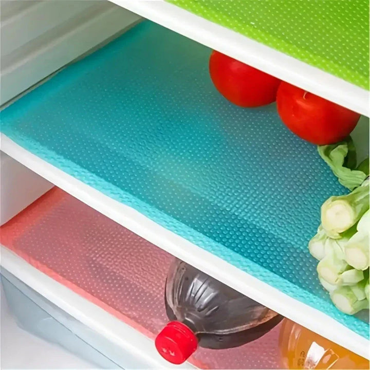 Set de 4 Tapis de Réfrigérateur FridgeGuard | Matériau EVA | Lavable, Résistant aux Moisissures & Anti-Huile | Pour Réfrigérateur, Tiroirs & Étagères