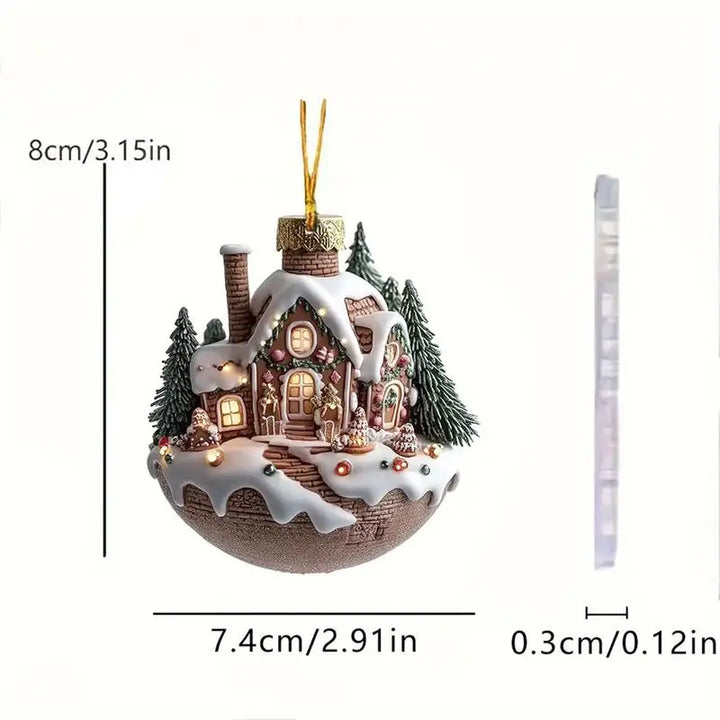 FestivaBrew Décoration de Noël | Ornement en acrylique Tasse à café avec motif d'hiver | Décoration de sapin de Noël durable | 8 × 7 cm