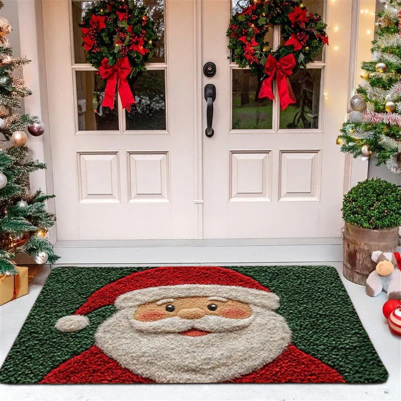 Tapis de Noël HollyStep | Design Père Noël & Pain d'Épices | Antidérapant & Lavable | Pour Intérieur & Extérieur | Édition 2026