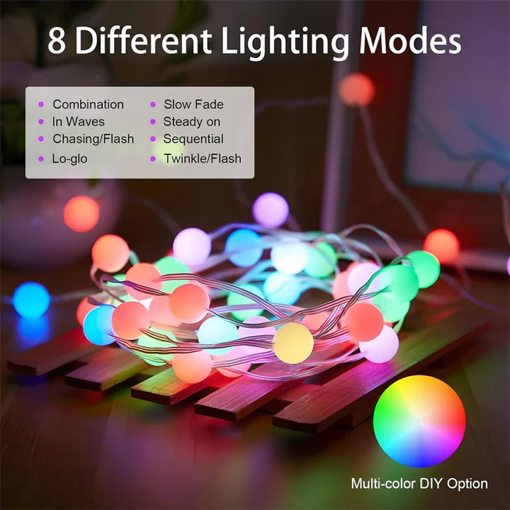 Lumavo Guirlande LED Smart RGBIC | Alimenté par USB | Changement de couleur & Mode musique | Pour jardin & déco