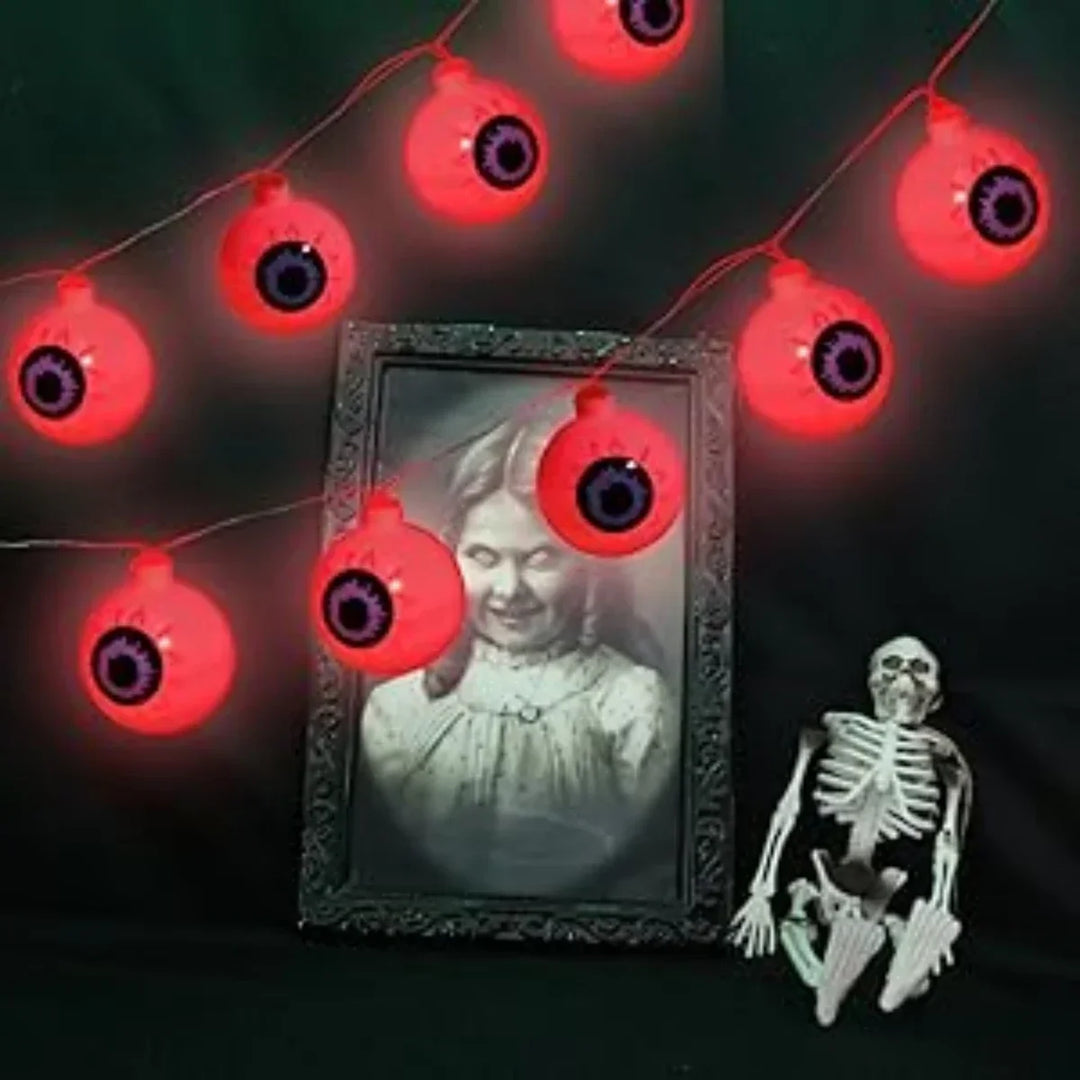 Guirlande LED Halloween CreepyEyes | 20 LED Globes Oculaires | Pour Maison, Jardin & Fête