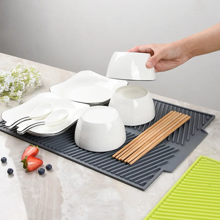 Tapis égouttoir en silicone Silidro | Antidérapant & Résistant à la chaleur | Tapis de séchage pour vaisselle, casseroles & verres | Flexible & Facile à entretenir