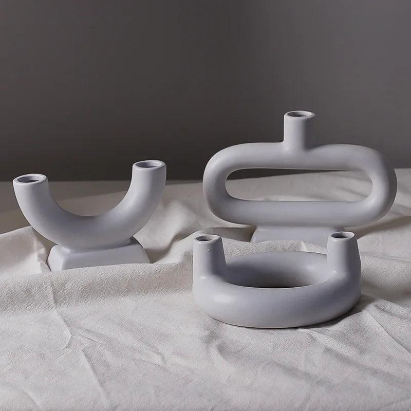 Bougeoir Moderne | Design Scandi | Fer & Verre | Polyvalent comme Vase