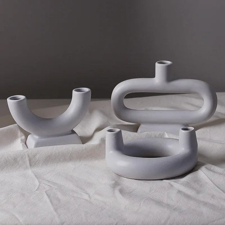 Bougeoir Moderne | Design Scandi | Fer & Verre | Polyvalent comme Vase