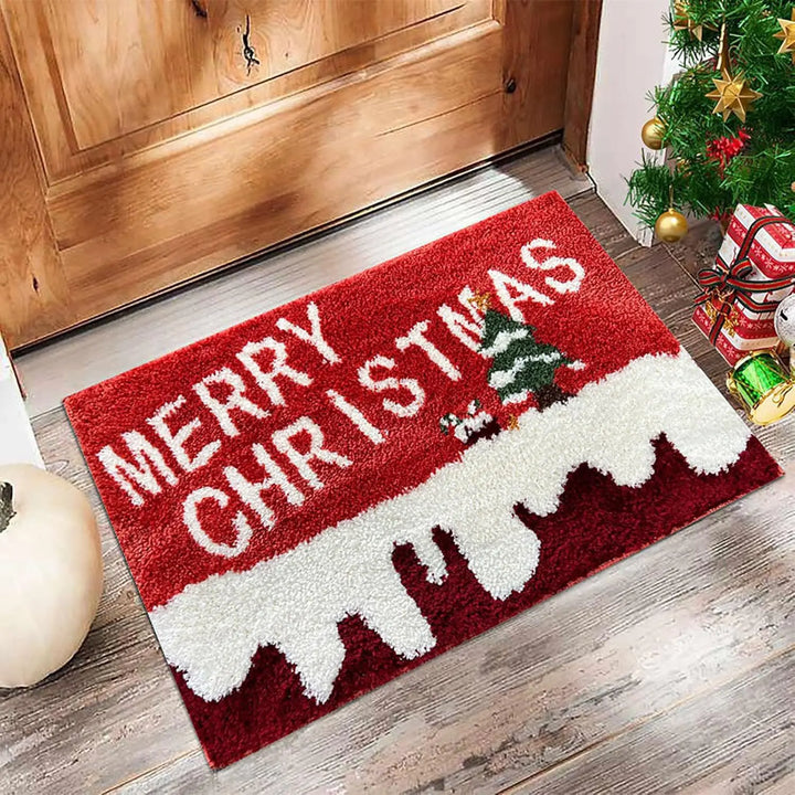 Tapis de Noël HollyStep | Design Père Noël & Pain d'Épices | Antidérapant & Lavable | Pour Intérieur & Extérieur | Édition 2026