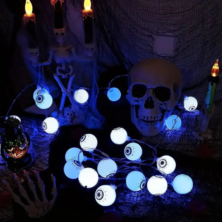 Guirlande LED Halloween CreepyEyes | 20 LED Globes Oculaires | Pour Maison, Jardin & Fête