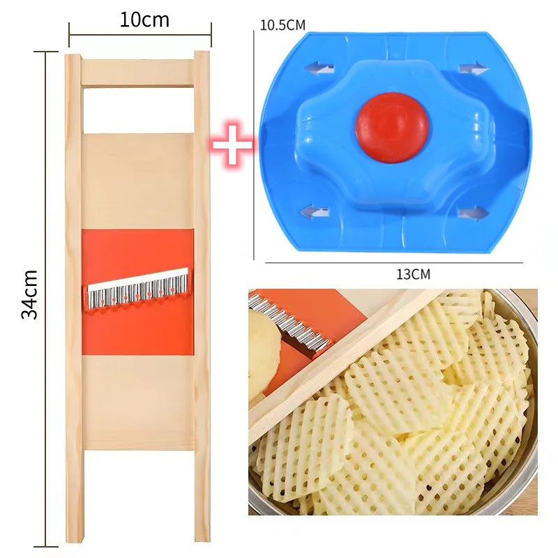 Gridello Coupe-Pommes de Terre | Appareil de Découpe en Acier Inoxydable | Pour Frites, Chips & Légumes | 34 cm de Longueur