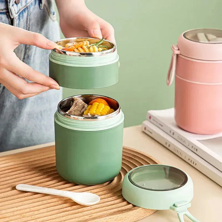 ThermoMea Récipient Thermique en Acier Inoxydable | 530 ml / 710 ml | Tasse Isolée pour Soupe & Déjeuner | Étanche & Durable