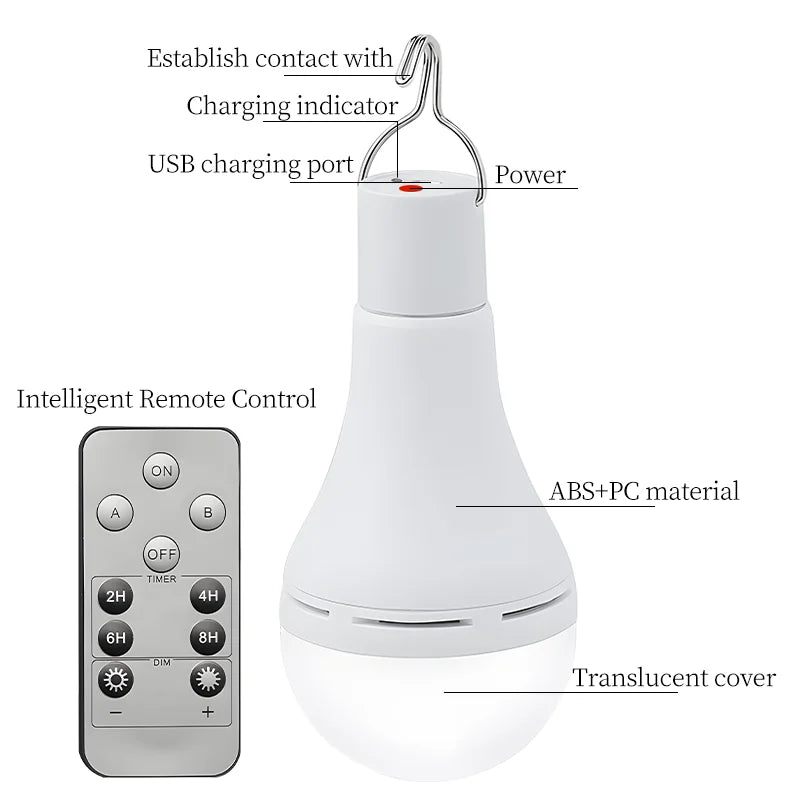 SolaGlow Lampe de Camping Solaire LED | Étanche & Rechargeable | Avec USB & Énergie Solaire | Pour Tente, Jardin & Urgences