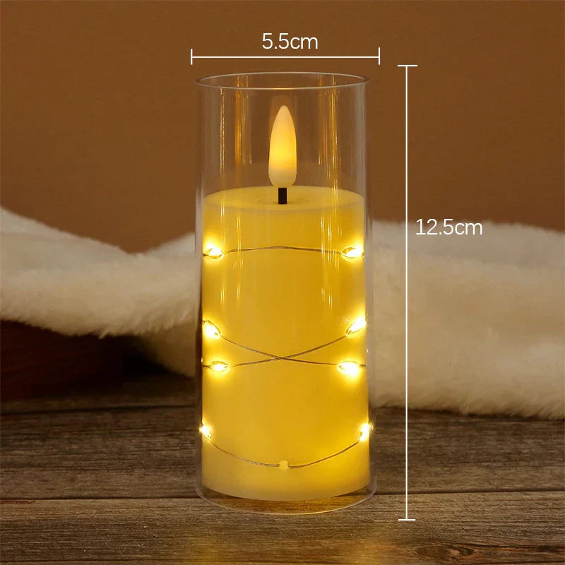 LumiFlame Bougie LED | Lumières en fil de cuivre | Effet cire véritable | 10 / 12,5 / 15 cm | Fonctionne sur piles