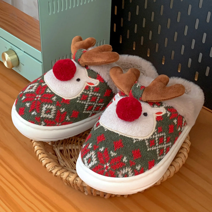 CosyRein | Chaussons d'hiver pour femmes | Design mignon de renne | Doux & antidérapant | Doublure en coton