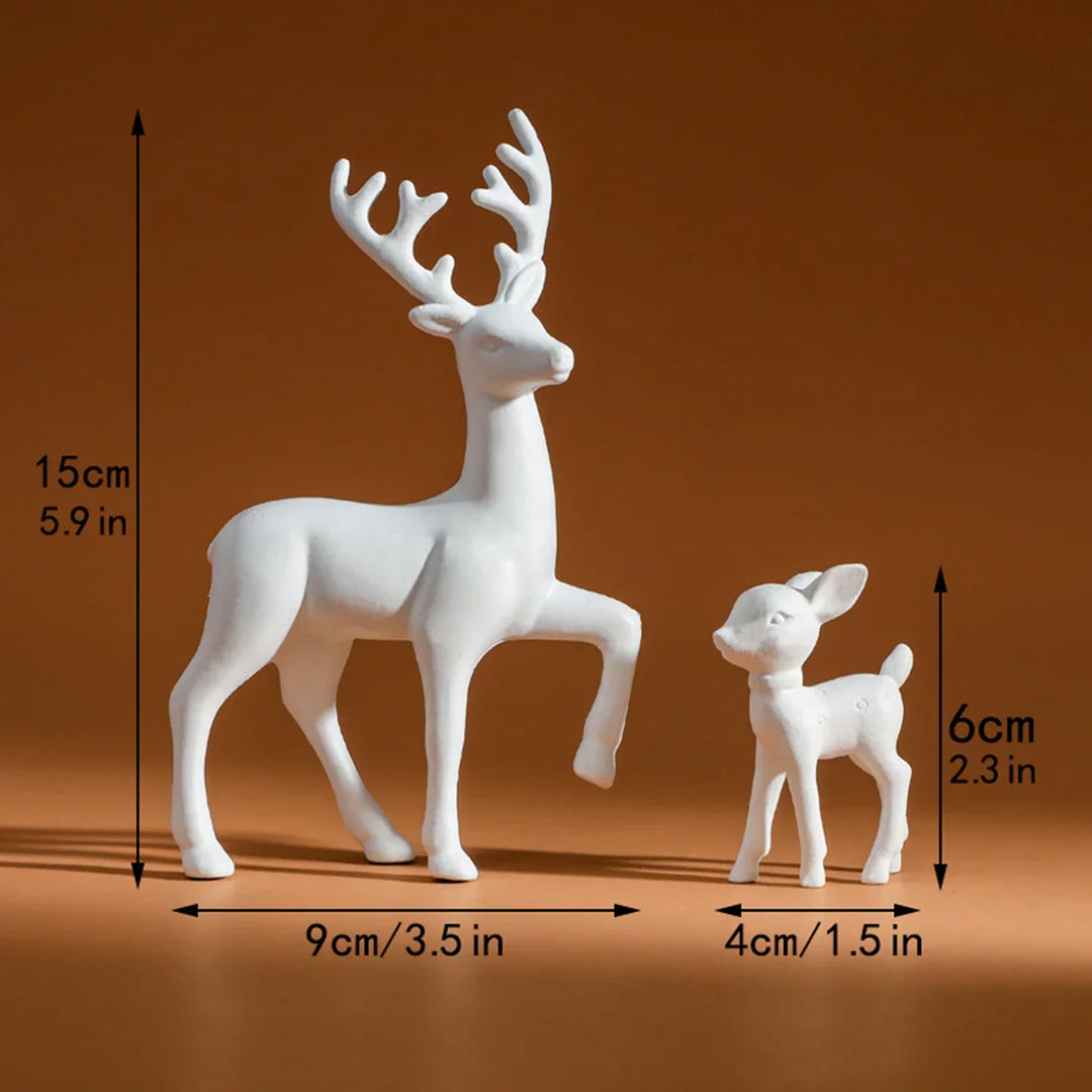 Figurine Décorative DeerHug | Ensemble de 2 Cerfs & Faons | Sculptures Adorables pour Chambre d'Enfant & Noël | Accessoire de Décoration