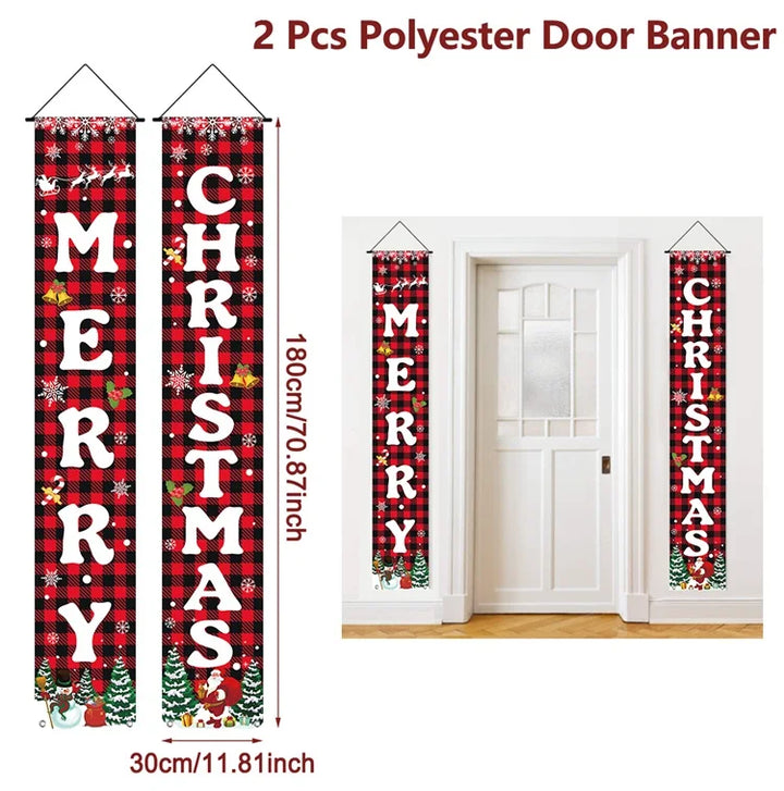Bannière de porte de Noël | Écriture Joyeux Noël | Décoration suspendue pour la maison | Décoration de porte festive 2025/2026