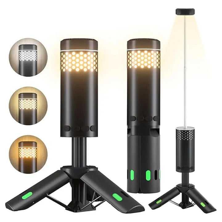 LumaPeak Lampe de Camping | Batterie 10.000 mAh | Design Télescopique & Trépied | Dimmable avec Fonction SOS | Lampe Extérieure & d'Urgence