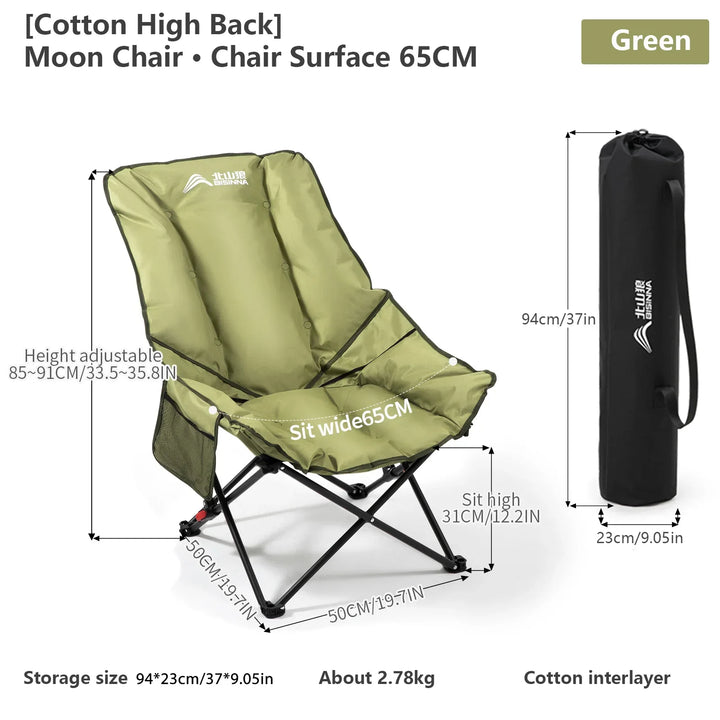 LunaRelax Chaise de Camping Pliable en Forme de Lune | Fauteuil de Jardin Portable Réglable pour Randonnée, Pêche & Pique-Nique