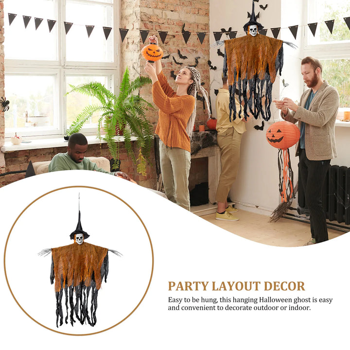 Décoration suspendue Halloween SorcièreCauchemar | 100 x 80 cm | Sorcière squelette avec voile | Pour maison, jardin & fête