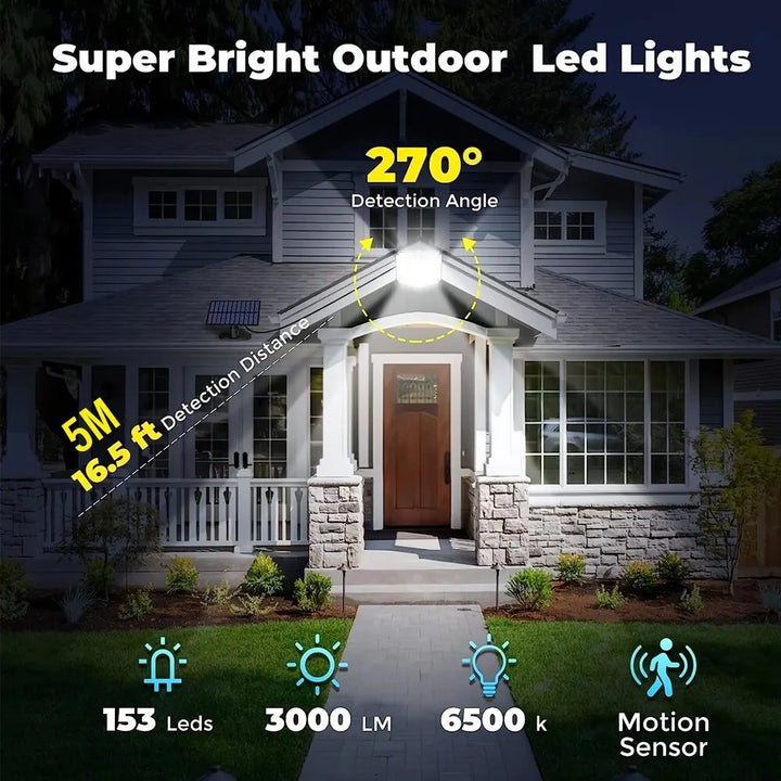 SolarBeam 153 | 270° Superlumineux | Détecteur de mouvement & Télécommande | Étanchéité IP65