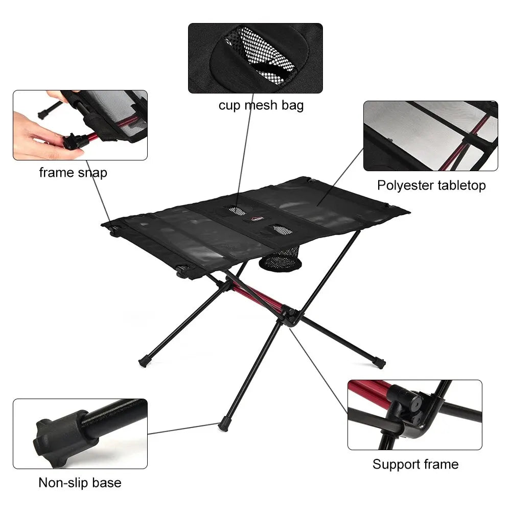 TrekNatura Table pliante pour extérieur & camping | Ultra légère & stable | Aluminium | Incl. sac de transport